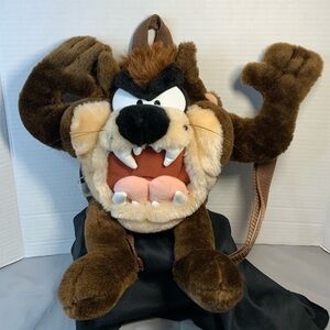 VTG Looney Tunes Taz Tasmanian Devil Plush Backpack 1997 Adjustable Strap